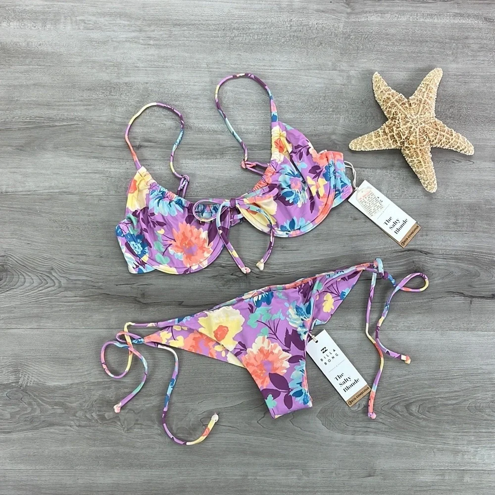 ☀️BILLABONG☀️ HALLEYS GARDEN TIE HALLEYS GARDEN STRIN BIKINI SET
